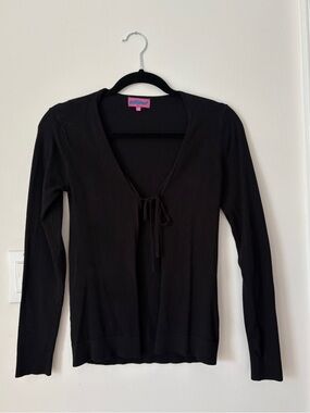 Edikted black long sleeve cardigan with tie closure